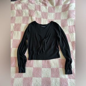 Abercrombie + Fitch Black Tie Front Long Sleeve